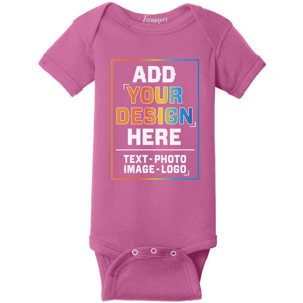 TEEAMORE Custom Bodysuits for Baby Personalized Bodysuit Design Your Own Add Your Text Image Raspberry