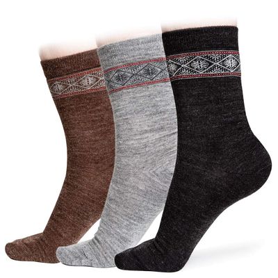 American Mammoth Alpaca Wool Socks Nordic 2Pairs for Women - Comfortable & Warm Winter | Ultra Durable BDCH (Small, 1x Brown 1x Charcoal 1x Ash)