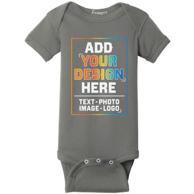 TEEAMORE Custom Bodysuits for Baby Personalized Bodysuit Design Your Own Add Your Text Image Charcoal