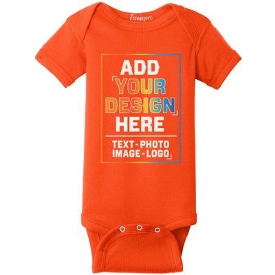 TEEAMORE Custom Bodysuits for Baby Personalized Bodysuit Design Your Own Add Your Text Image Orange
