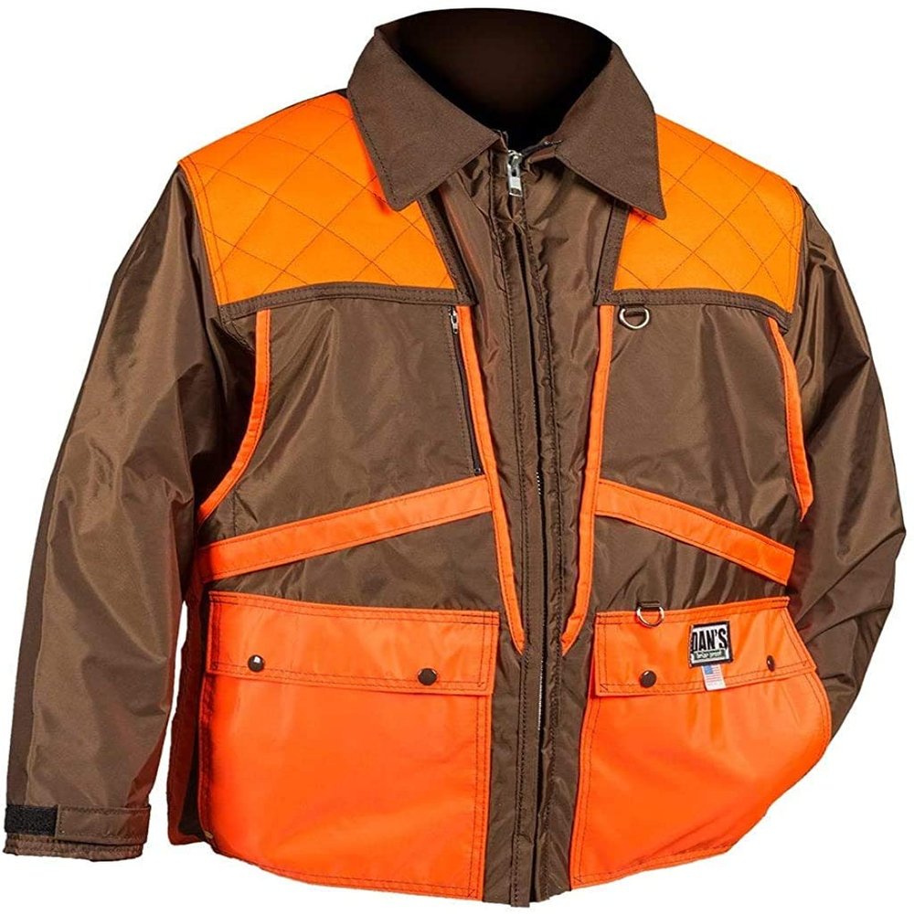 DAN'S Hunting Gear, LLC Briar proof, Frontloading, Small Game Coat, Made in U.S.A. (Brown/Orange, Medium)