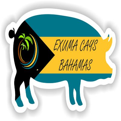 1x Exuma Cays Bahamas Pig Flag Vinyl Waterproof Sticker - 15cm / 5.9inches