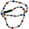 Sejati Environmental Trading Company, Inc. USA Patriotic Red White & Blue Beaded 32" Flashing Light Up Necklace view 1
