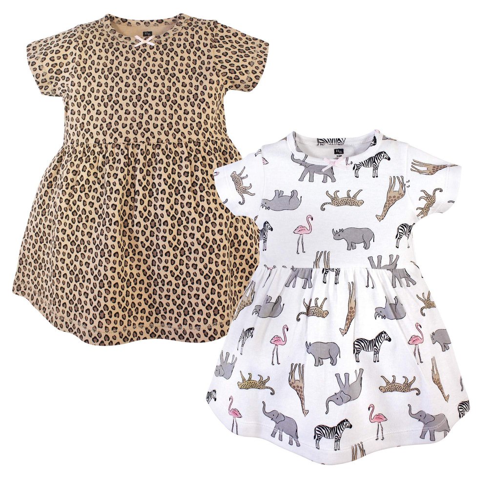 Hudson Baby baby girls Cotton Dresses Casual Dress, Modern Pink Safari, 5T US