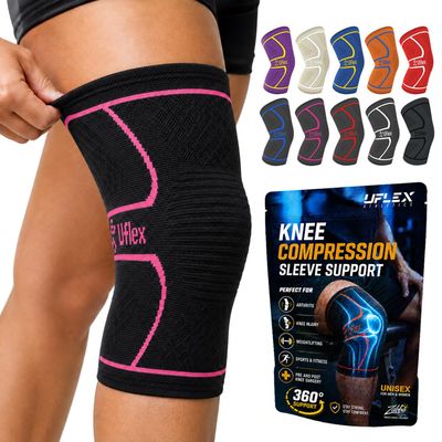 Knee Brace for Men and Women Knee Compression Sleeve Knee Support Wraps for Arthritis Joint Pain Relief, Workout, Swelling, Sports, Circulation, Running, Recovery for ACL & Meniscus TearMedium Pink