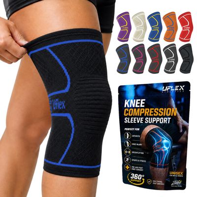 Knee Brace for Men and Women Knee Compression Sleeve Knee Support Wraps for Arthritis Joint Pain Relief, Workout, Swelling, Sports, Circulation, Running, Recovery for ACL & Meniscus Tear Medium Blue