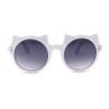 SA106 Girls Kids Size Kitty Cat Ear Round Plastic Circle Sunglasses White view 1