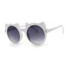 SA106 Girls Kids Size Kitty Cat Ear Round Plastic Circle Sunglasses White view 2