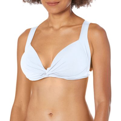 La Blanca Women's Standard Island Goddess Twist Front Crossback Swimsuit Top, White, 14