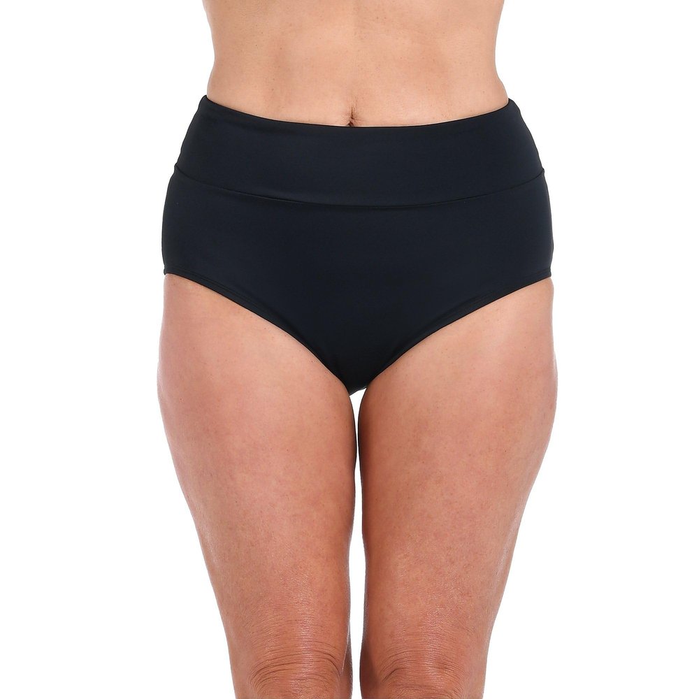 Maxine Of Hollywood womens Wide Band Full Swimsuit Bikini Bottoms, Black Solids, 18 Plus