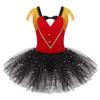Aislor Kids Big Girls Halter Showman Costume Latin Jazz Ballet Dance Leotard Dress Christmas Performing Tutu Skirt Red 3 Years view 1