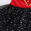 Aislor Kids Big Girls Halter Showman Costume Latin Jazz Ballet Dance Leotard Dress Christmas Performing Tutu Skirt Red 3 Years view 4