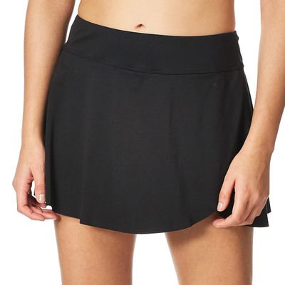 24th & Ocean womens Petal Skort Swimsuit Bikini Bottoms, Black Solid, 22 Plus