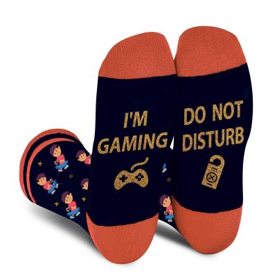 AGRIMONY Funny Gaming Gamer Socks for Men Dad Women Teen Boys - Do Not Disturb Gaming Novelty Crazy Cool Silly Socks -Easter Fathers Valentines Christmas Birthday Gift Stocking Stuffers- Orange