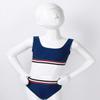 FEESHOW Big Girls Two Piece Bralette Bikini Top and Hipster Bottom Athletic Sports Swimsuit Bathing Suit Set Navy_Blue 10 view 4