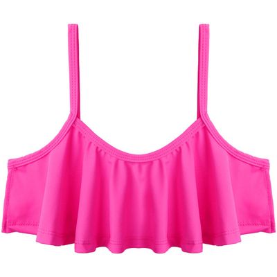 dPois Kids Girls Camisole Ruffled Bikini Top Bra Quick Dry Soft Flounce Swim Bra Rash Guard Swimsuit Clothes Rose_Red 3