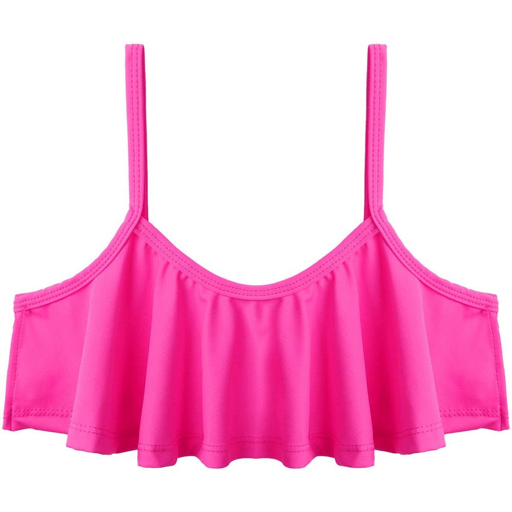 dPois Kids Girls Camisole Ruffled Bikini Top Bra Quick Dry Soft Flounce Swim Bra Rash Guard Swimsuit Clothes Rose_Red 3