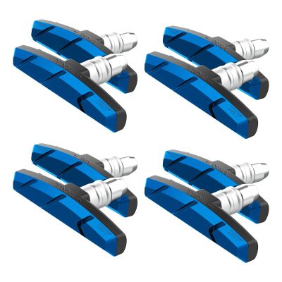 Alritz Bike Brake Pads Set, 4 Pairs Road Mountain Bicycle V-Brake Blocks Shoes with Hex Nut and Shims, No Noise No Skid, 70mm (Blue)