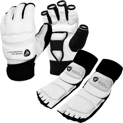 Taekwondo Sparring Gear Gloves Hand and Foot Protectors White Protective Guards Set for Boxing Kickboxing Fit Adult Men Women Kids Training (White,X/Large)