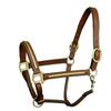 ExionPro Gold Brass Clincher Studded Padded Cushioned Horse Halter | Adjustable Chin and Throat Snap Halter | Replaceable Crownpiece Halter | Quick Release | Black, Havana Brown | Over, Full, Cob Pony view 1