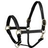Exion Designer Stitched Padded Cushioned Leather Horse Halter-Brass Buckles | Adjustable Chin and Throat Snap Halter | Replaceable Crownpiece Halter | Black, Brown | Over, Full, Cob, Pony Size view 1