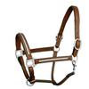 Exion Luxury Leather Horse Halter with Clincher Studs Comfort Padded Anatomical Crown & Noseband Quick-Release Snap Throat Latch Vegetable Tanned Leather in Black/Brown view 1