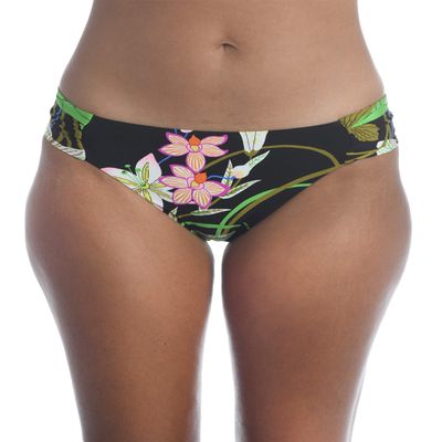 Trina Turk Women's Standard Shirred Side Hipster Pant Bikini Swimsuit Bottom, Multi//Moonlit Lotus, 4