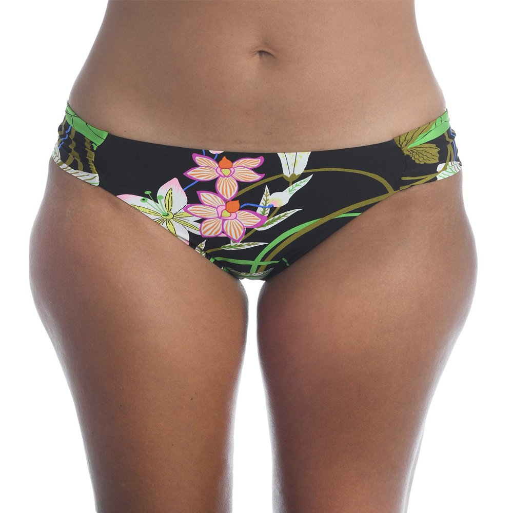 Trina Turk Women's Standard Shirred Side Hipster Pant Bikini Swimsuit Bottom, Multi//Moonlit Lotus, 4