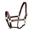 Exion Luxury Leather Horse Halter with Clincher Studs Comfort Padded Anatomical Crown & Noseband Quick-Release Snap Throat Latch Vegetable Tanned Leather in Black/Brown view 1