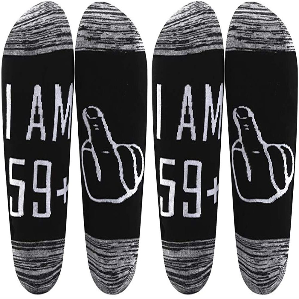 LEVLO 40th 50th 60th Birthday Gift for Women or Men Funny Birthday Socks Best Friend Gift for Him or Her (2 Pairs/Set-Ankle-59+-1)