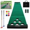 Crestgolf Mat Game Set Green Mat, Putting with 2 Adjustable Putters, 6 Golf Balls,12 Golf Hole Covers for Indoor&Outdoor Short Game Office Party Backyard Use view 1