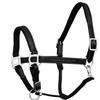 Exion Designer Stitched Padded Cushioned Horse Halter- Silver Hardware | Adjustable Chin and Throat Snap Halter | Replaceable Crownpiece Halter | Quick Release | Black, Havana Brown | Over, Full view 1