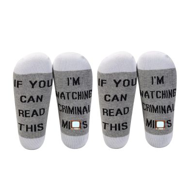 LEVLO Criminal TV Fans Inspired Gift If You Can Read This I'm Watching Criminal Cotton Socks Mother's Day Graduation Teacher Christmas Gifts(2 Pairs/Set - Ankle - 1)