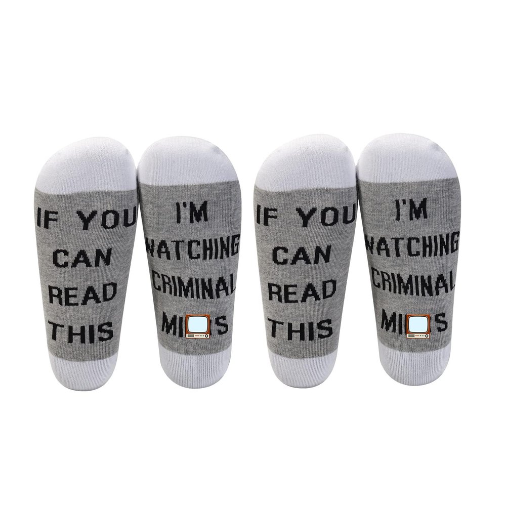 LEVLO Criminal TV Fans Inspired Gift If You Can Read This I'm Watching Criminal Cotton Socks Mother's Day Graduation Teacher Christmas Gifts(2 Pairs/Set - Ankle - 1)