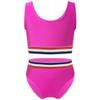 Oyolan Girls Teens Two Piece Swimsuit Striped Sleeveless Top with Bottoms Set Bathing Suit Swimwear Rose_Red 16 view 1