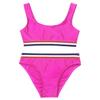 Oyolan Girls Teens Two Piece Swimsuit Striped Sleeveless Top with Bottoms Set Bathing Suit Swimwear Rose_Red 16 view 3