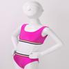 Oyolan Girls Teens Two Piece Swimsuit Striped Sleeveless Top with Bottoms Set Bathing Suit Swimwear Rose_Red 16 view 4