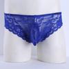 easyforever Mens Low Rise Bulge Pouch Bikin Briefs Underwear Sissy Sheer Lace Crossdress Panties Blue X-Large view 2