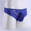 easyforever Mens Low Rise Bulge Pouch Bikin Briefs Underwear Sissy Sheer Lace Crossdress Panties Blue X-Large view 3