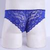 easyforever Mens Low Rise Bulge Pouch Bikin Briefs Underwear Sissy Sheer Lace Crossdress Panties Blue X-Large view 4