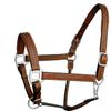 Exion Designer Stitched Padded Cushioned Horse Halter- Silver Hardware | Adjustable Chin and Throat Snap Halter | Replaceable Crownpiece Halter | Quick Release | Black, Havana Brown | Over, Full view 1