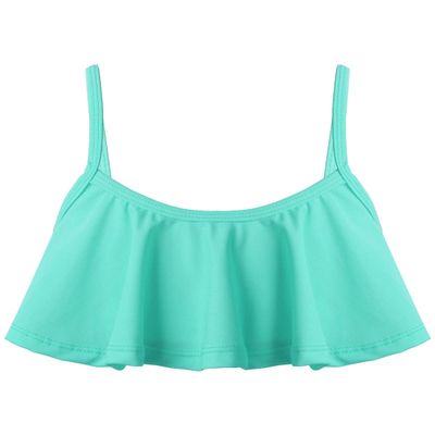 QinCiao Kids Girls Camisole Flounce Swim Bikini Tops Summer Beach wear Rash Guard Shirt Swimwear Bathing Suit UPF 50+ Mint_Green 3