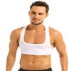 JEEYJOO Men's Short Solid Sleeveless Y Back Muscle Half Tank Top T-Shirts Sports Bras for Men White Medium view 1