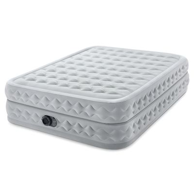 Intex 64489ED Dura Beam Supreme Air Flow Inflatable Velvetaire Soft Airbed Mattress w/Built in Pump & Portable Storage Case, Queen