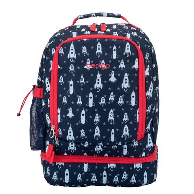 Bentgo Kids 2-in-1 Backpack & Insulated Lunch Bag - Durable 16 Backpack & Lunch Container in Unique Prints for School & Travel - Water Resistant, Padded & Large Compartments (Rocket)