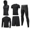 BUYJYA 5Pcs Men's Compression Pants Shirt Top Long Sleeve Jacket Athletic Sets Gym Clothing Mens Workout view 1