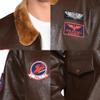 Brown Leather Top Gun Maverick Bomber Jacket (Mens' Plus XXL 48-52) 1 Pc. - Classic Vintage Style, Ideal for Style-savvy Adventurers view 4