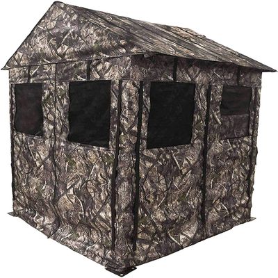 BACKYARD EXPRESSIONS PATIO HOME GARDEN Deluxe Steel Frame True Timber Camo 3 or 4 Person Hunting Ground Blind - (8) Shoot Through Mesh Windows and Anchoring System Included