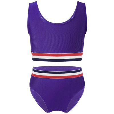 renvena Kids Girls Sleeveless Tankini Tops with Hipster Bottoms Set Swimming Surfing Athletic Swimsuit Swimwear Purple 8