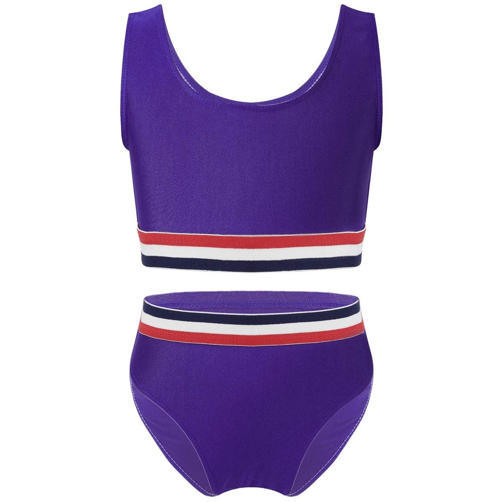 renvena Kids Girls Sleeveless Tankini Tops with Hipster Bottoms Set Swimming Surfing Athletic Swimsuit Swimwear Purple 8